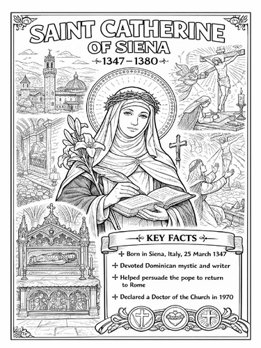 Saint Catherine of Siena Coloring Picture