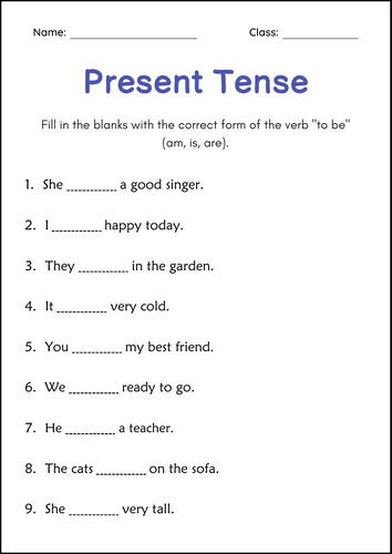 Present Simple Verb to be Grammar Worksheets - Verb to be for Beginners Exercise