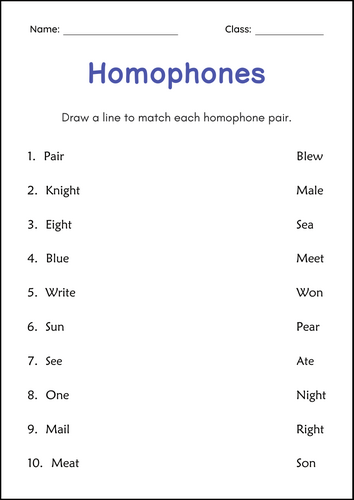 Difficult Homophones Sentences Grammar Worksheets for 1st, 2nd, and 3rd Grade