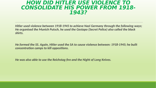 Hitler and Consolidation of Power