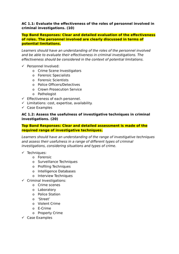 Criminology Unit 3 - Folder Checklist (WJEC)