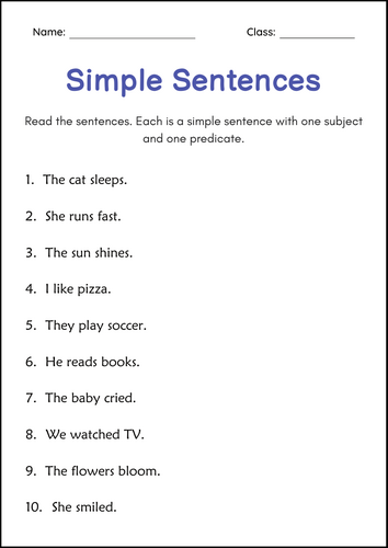 Sentence Structure Worksheets: Simple Sentence, Compound, Complex, Fragments