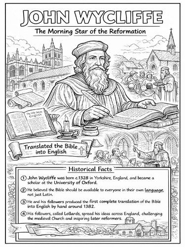 John Wycliffe Coloring Picture