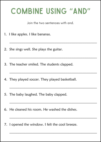 Compound Sentences Worksheet | Commas & Conjunctions | And, But, Or, So, Because