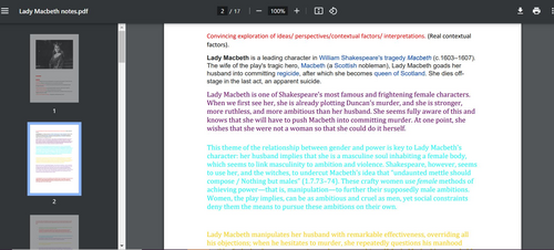 Lady Macbeth Revision Notes for Exam - GCSE English