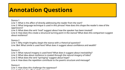 Annotations for Still I Rise By Maya Angelou