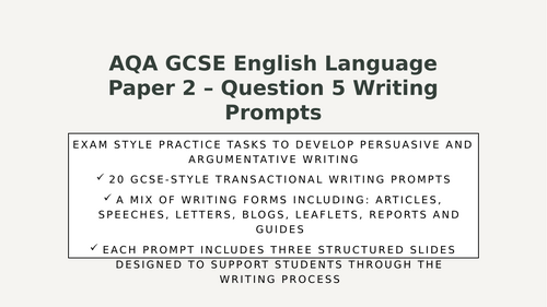 AQA GCSE English Language Paper 2 Q5 Transactional Writing Prompts