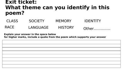 Poetry Exit Ticket