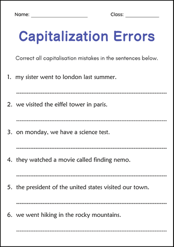 Editing and Proofreading Grammar Worksheets - Sentence Proofreading Practice