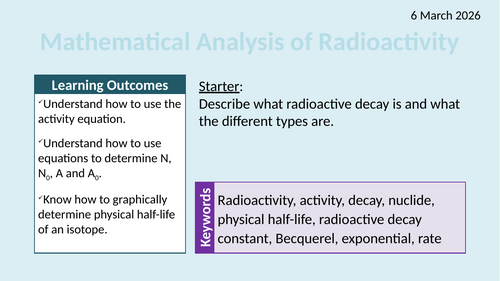 OCR AAQ in Applied Science- P3.2.2 Mathematical Analysis of Radioactivity