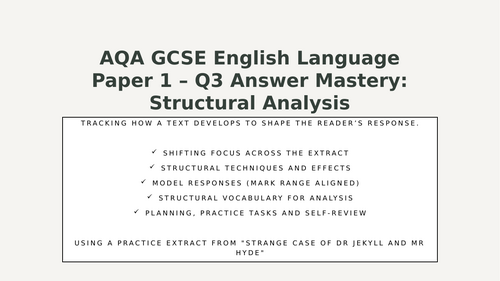 AQA GCSE English Language Paper 1 Q3 Answer Mastery Lessons (Structure Analysis Skills)