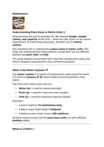 Understanding Place Value in Metric Units