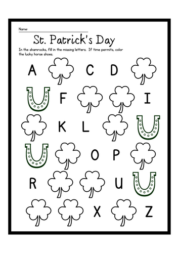 St. Patrick’s Day Alphabet & Fun Activities Worksheet