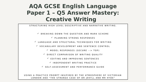 AQA GCSE English Language Paper 1 Q5 Answer Mastery Lessons (Creative Writing Skills)