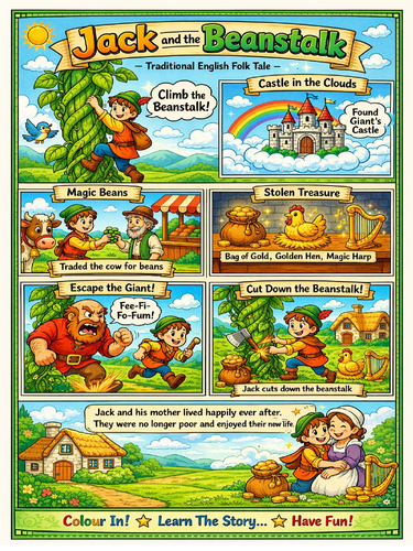 Jack and the Beanstalk Story Cut and Sort