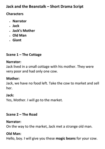 Jack and the Beanstalk – Short Drama Script