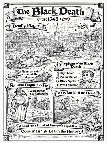 The Black Death (1348) coloring page