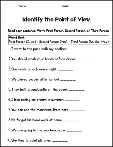 Perspectives and Points of View Activities Worksheets 2nd 3rd 4th 5th 6th Grade
