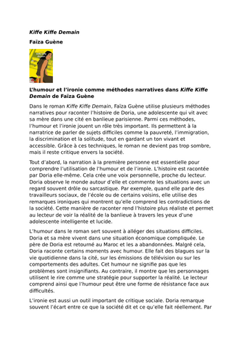 Kiffe Kiffe Demain – Faïza Guène – Humour and Irony