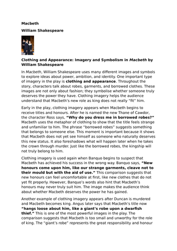 Macbeth – William Shakespeare – Clothing and Appearance