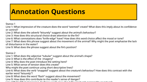 Annotations for The Shark by E.J. Pratt