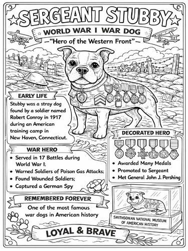 Sergeant Stubby coloring page
