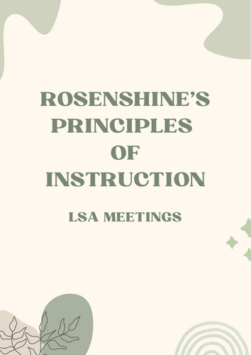 TA Training Material - Rosenshine Principles