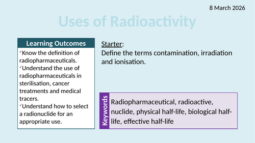 OCR AAQ in Applied Science- P3.2.4 Uses of Radioactivity