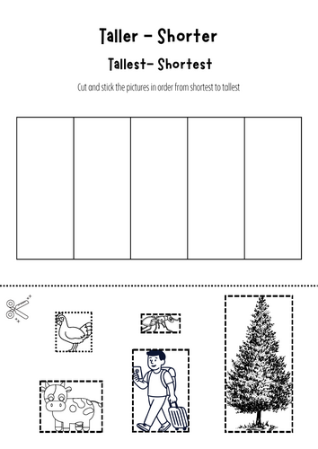 Taller and Shorter: Comparing Heights Cut & Stick Activity