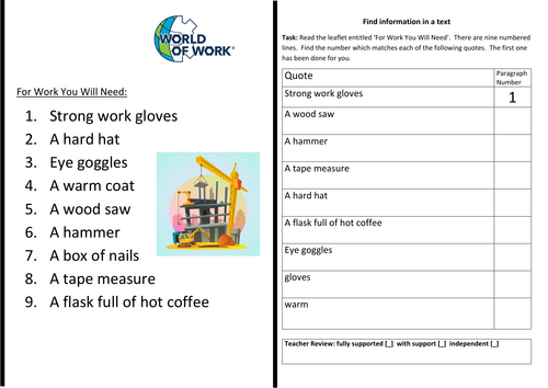 SEND Reading: The World of Work (x5)