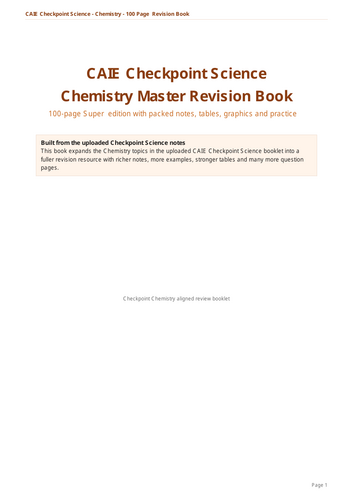 YEAR CHEMISTRY CHECKPOINT