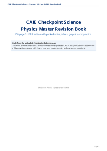 YEAR 9 CHECKPOINT PHYSICS REVISION BOOKLET