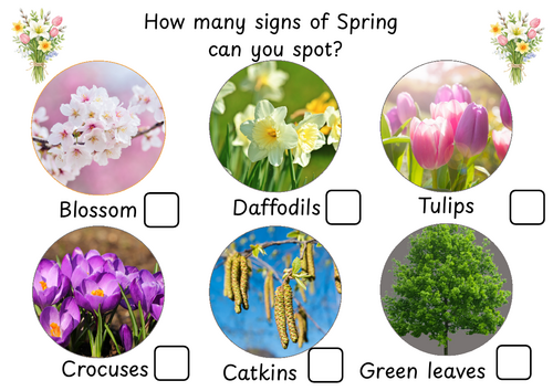 spring themed nature hunt