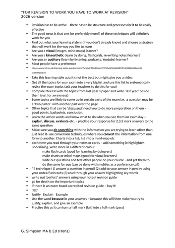 GCSE Revision Techniques Explained -  applicable to all subjects/topics