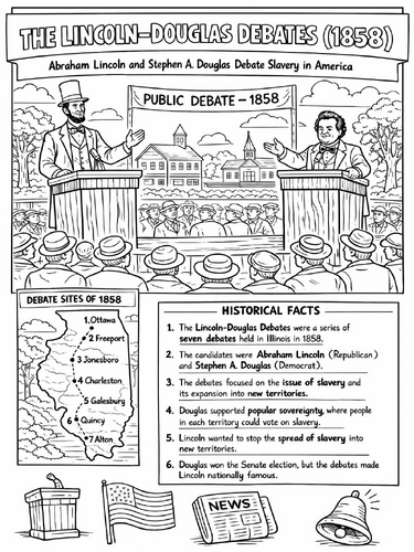 The Lincoln-Douglas Debates 1858 coloring page