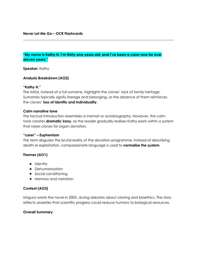 NEVER LET ME GO - TOP QUOTES AND ANALYSIS