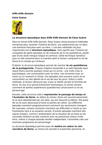 Kiffe Kiffe Demain – Faïza Guène - The Episodic Structure