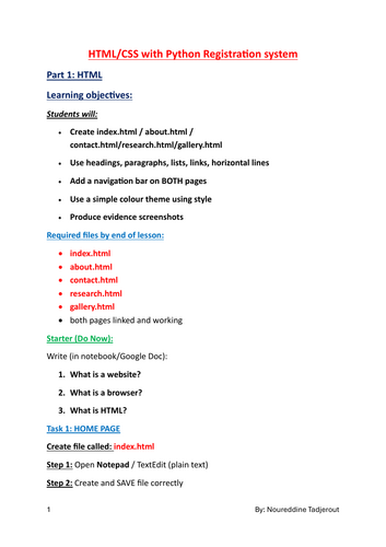 HTML/CSS with Python Registration system for Gr 9/10/11/12 or Yr 10/11/12/13