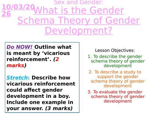Sex and Gender - What is the Gender Schema Theory of Gender Development - GCSE/A-LEVEL