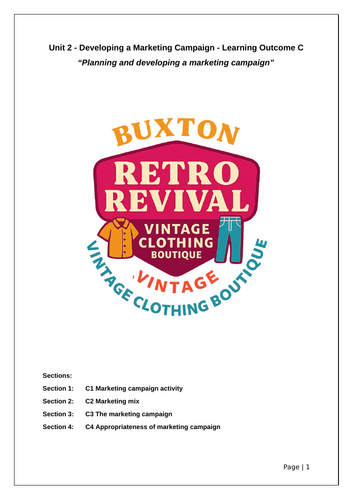 Unit 2 Developing a Marketing Campaign