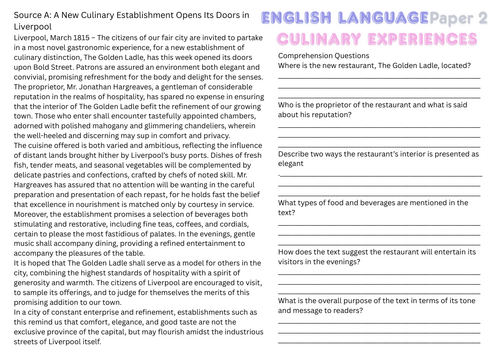 From Fine Dining to Foodies: The Ultimate AQA Paper 2 Revision Pack