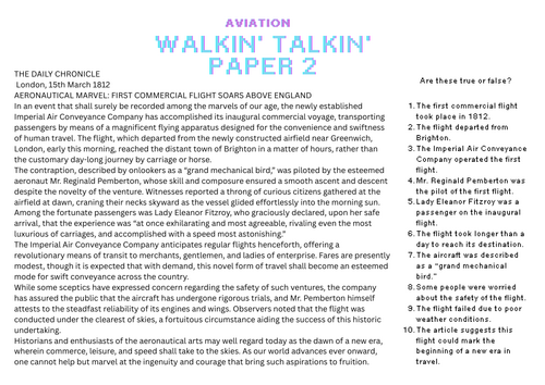 AQA Paper 2 Full Practice Paper: Aviation Theme with Planning Grids & Grade 5 Models