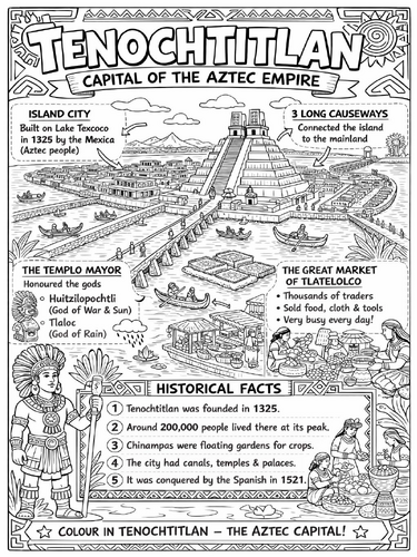Tenochtitlan - Aztec Empire coloring page