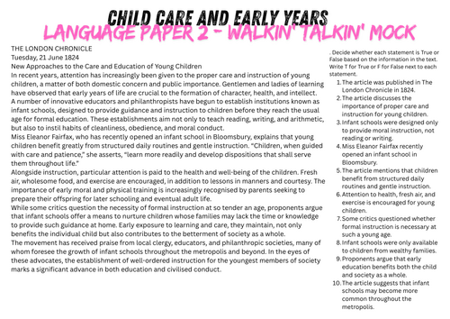 AQA English Language Paper 2 Mock: The Evolution of Childcare (1824 vs 2026)