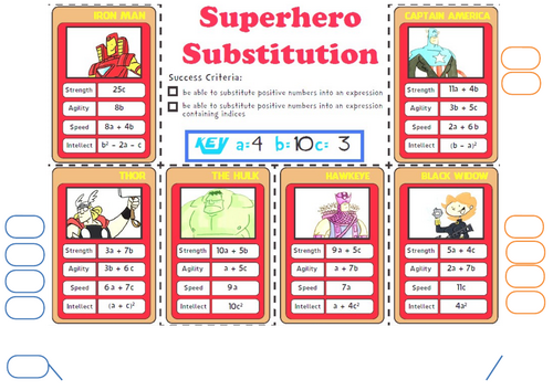 Superhero Substitution Worksheet