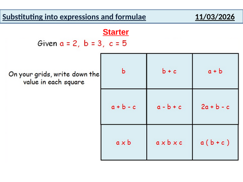 Substituting into expressions and formulae