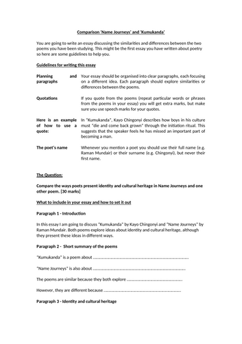 Comparative Essay 'Name Journeys’ and ‘Kumukanda’ Guidance