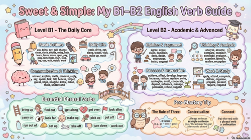 B1-B2 Level Verbs Infography