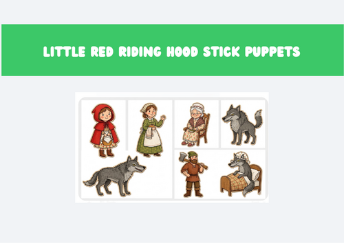 Sotry/ Book Little Red Riding Hood: Printable Story Stick Puppets