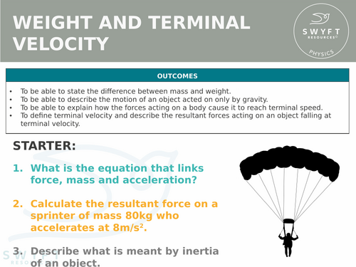 NEW WJEC (2026) GCSE Science - Weight and terminal velocity